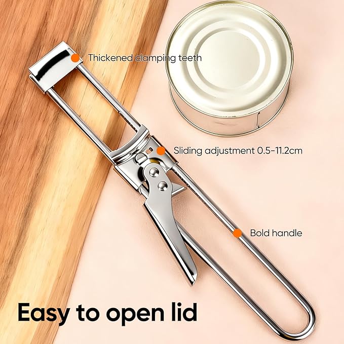 Jar Opener for Weak Hands, Adjustable Stainless Steel Lid Gripper, Effortless Multifunctional Bottle Opener for Seniors & Arthritis, Manual Jar Gripper Kitchen Accessories (2)
