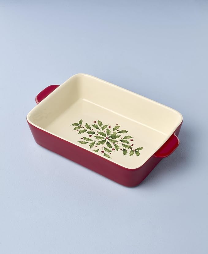 Lenox 898050 Holiday Rectangular Baking Dish, Medium, Christmas, Festive Kitchen Decor