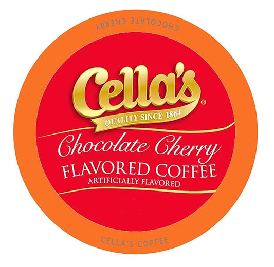 Cella's Chocolate Cherry Coffee Pods Compatible with Keurig K Cup Brewers, Medium Roast Flavored Coffee, Smooth Single Serve Pods for Home and Office, 40 Count