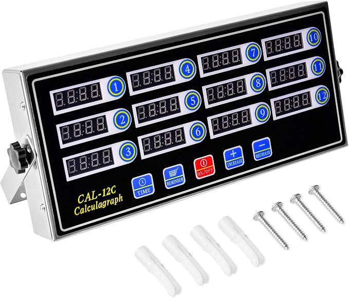 12 Channels Digital Kitchen Timers Commercial Cooking Timer,Stainless Steel Calculagraph Timer Restaurant Timer with Loud Alarm Burger Cooking Reminder