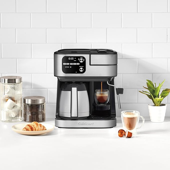 Cuisinart Coffeemaker, Coffee Center Barista Bar 4-In-1 Coffee Machine, Single-Serve Coffee, Espresso & Nespresso Capsule Compatible, 12-Cup Thermal Carafe, Black, SS-4N1TNAS