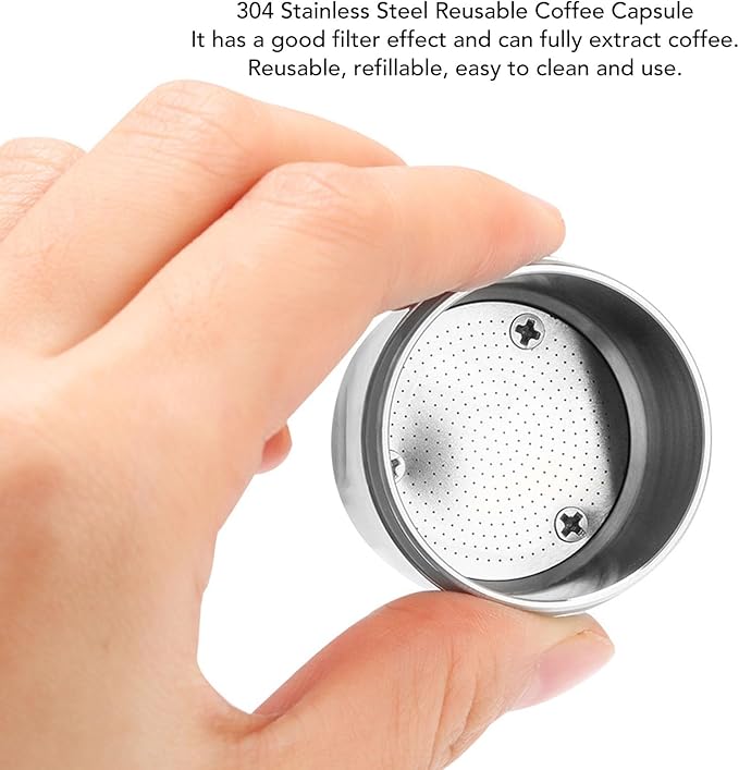 Sanpyl Reusable Coffee Pod for Coffee Machine, 304 Stainless Steel Filter Refillable Coffee Capsule with Brush Spoon