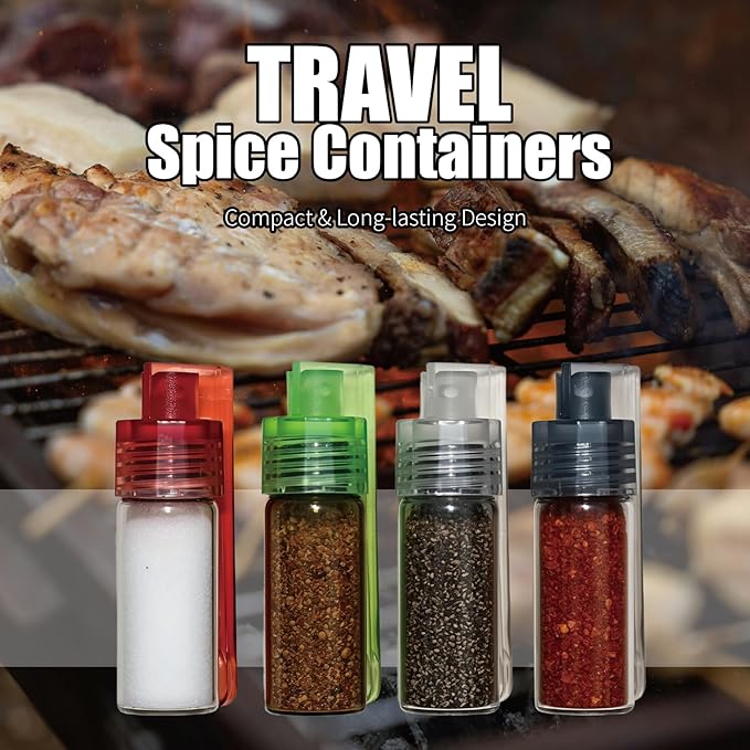 Portable Spice Dispenser, Leak-proof Metal Spice Jar, Mini Kitchen Spice Set, Sealed Storage Container for Spices during Travel and Outdoor Camping (10)