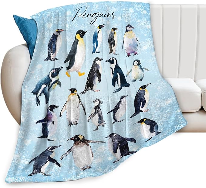 Penguin Blanket Gifts for Girls Boys Penguins Throw Blankets Cozy Plush Fleece Flannel Fuzzy for Women Men Decor 50"X40"