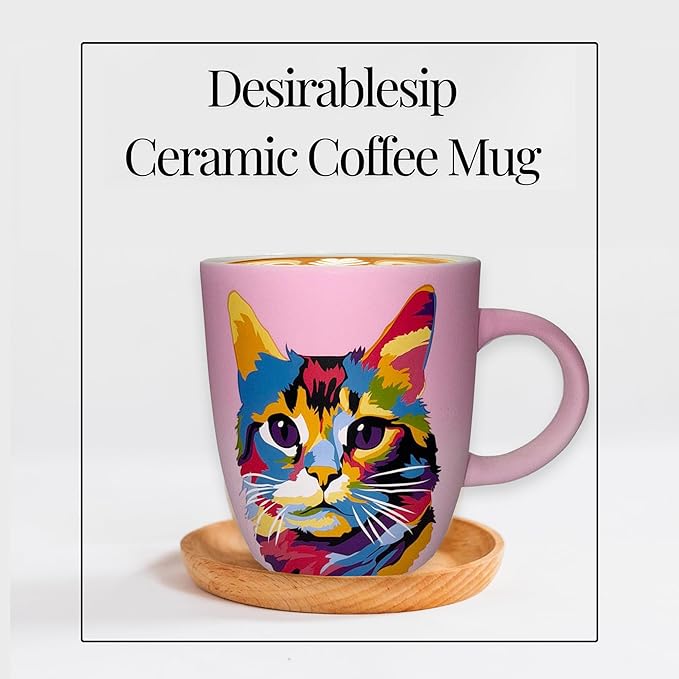 Soft Touch Pink Cat Mug - 18 Oz Coffee Mug with Premium Quality Box - Ceramic Mug for Cat Lover - Unique Coffee Cup for Gift