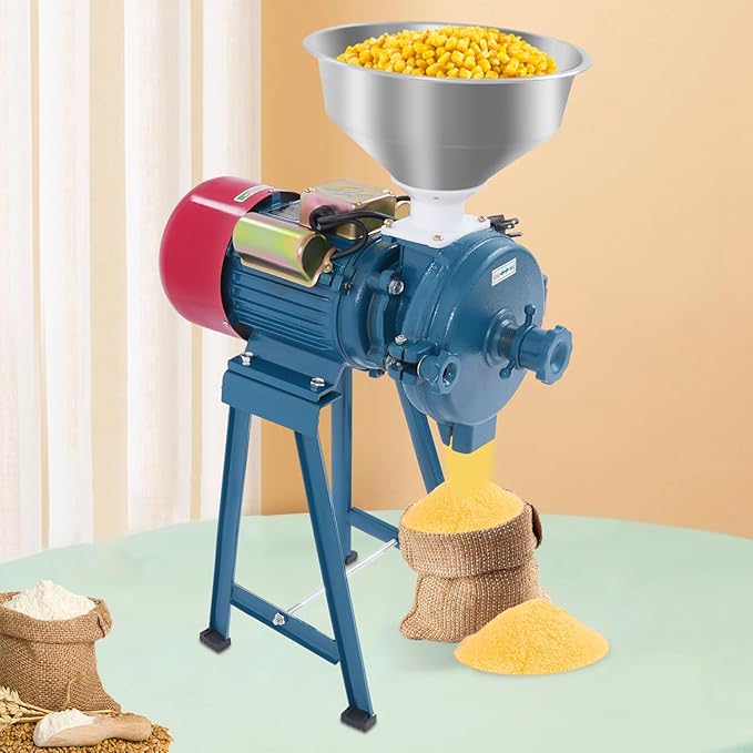 220V Electric Grain Mill Grinder, 2200W Commercial Corn Grinder with Funnel, Spice Grinders for Wheat, Rice, Cereals