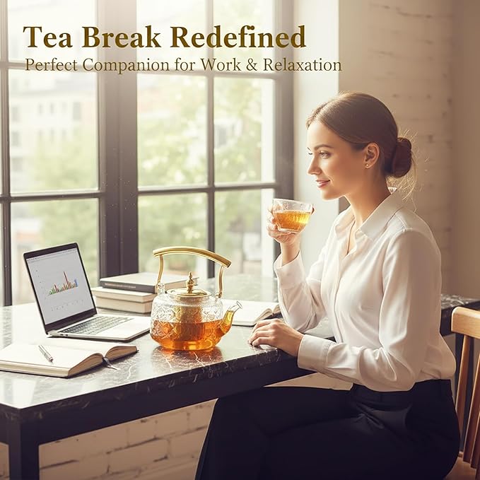 High Borosilicate Glass Teapot, 30 oz Thickened Heatproof Glass Teapot with Removable Stainless Steel Infuser and Lid, Stovetop Safe Tea Kettle, Hand Crafted Kettle, for Women and Adult