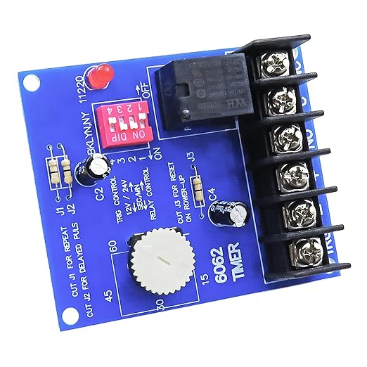 6062 Multi-Function Timer (Compatible with altronix 6062 Multi Function Timer), 12/24VDC Selectable, 1 Sec to 60 Min Adjustable Timing for Access Control and Timed Operations