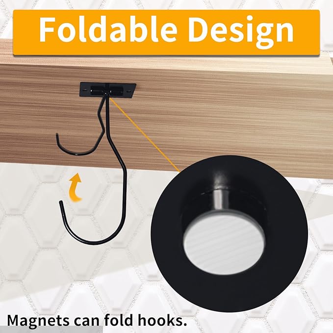 Self-Adhesive Banana Hook, Grape Hook, Kitchen Banana Hanger, Keep Bananas Fresh Under The Cabinet, with Magnetic Absorption Storage Perfect Design 3 Pieces Black