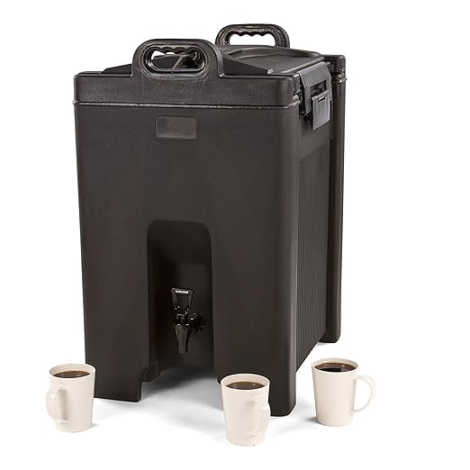 Carlisle FoodService Products Cateraide Insulated Beverage Dispenser with Handles for Catering, Kitchen, and Restaurants, Plastic, 10 Gallons, Black