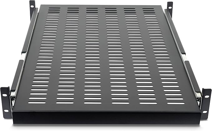 StarTech.com 2U Sliding Server Rack Mount Shelf - 20 to 30in Adjustable Mounting Depth - Vented - 50lb - Heavy Duty Universal 19” Rack Shelf for Equipment Rack - 24in Deep (UNISLDSHF19)