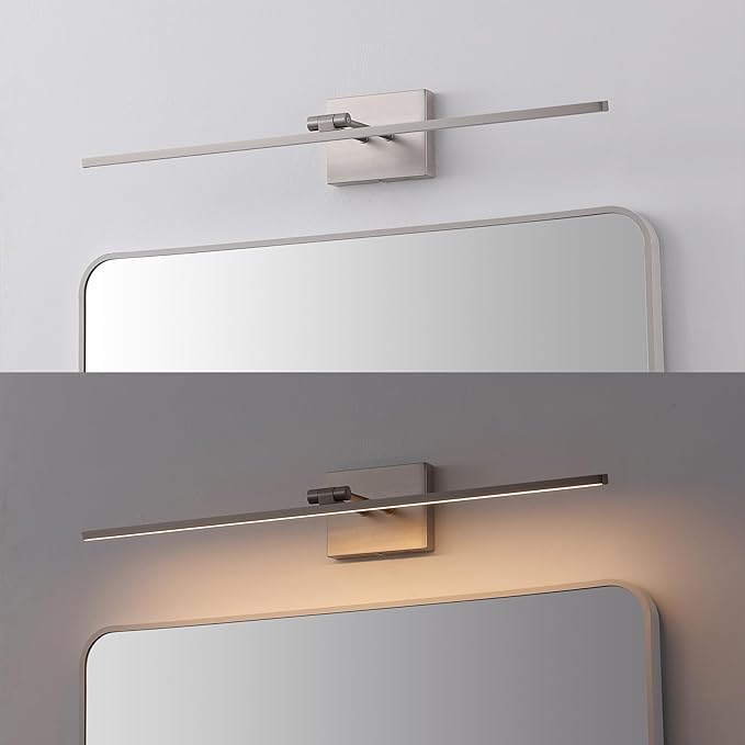 JONATHAN Y JYL7163D Santino 28" Modern Minimalist Swivel Integrated Dimmable LED Rechargeable Picture Light with Touch Sensor for Bedroom, Living Room, Kitchen, Office, Nickel