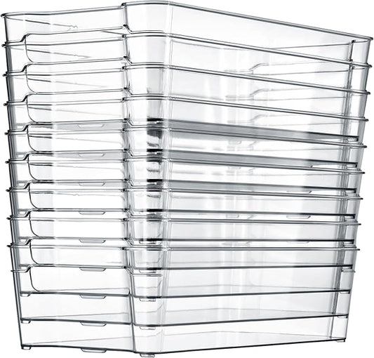 NutriChef Refrigerator Set Organizer Bins - Stackable Clear Plastic Bin with Handles, Egg Tray - For Fridge, Freezer, Kitchen, Cabinet, Countertops, Pantry - BPA Free Food Storage Rack