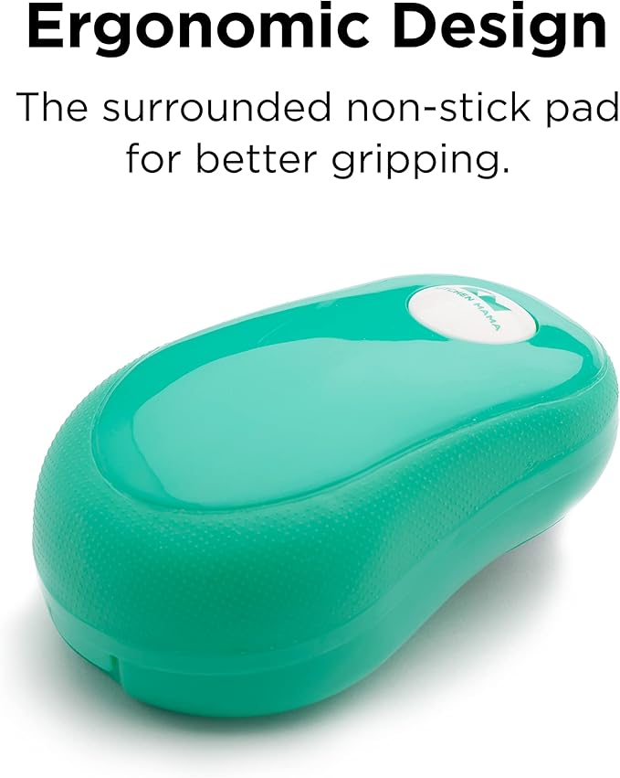 Kitchen Mama One Touch Electric Can Opener: Opens Cans with One Button Press, Auto-Stop, Ergonomic Design, Smooth Edge, Cordless, Food-Safe, Automatic, Hands Free, Battery Operated (Teal)