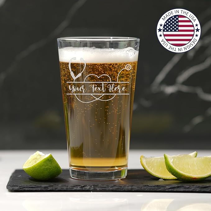 Custom Engraved Beer Glass - Personalized Nurse Gifts, Graduation Gift for Nurses Week Retirement Graduation Appreciation Present for School Nursing Student RN Practitioner (Beer, Nurse)