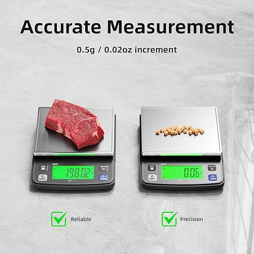 Polit KPT-EVO Digital Food Scale – 0.5g Precise Rechargeable Scale with Stainless Steel Tray, 13lb/6kg Capacity, Ideal for Baking, Coffee Brewing and Diet Tracking