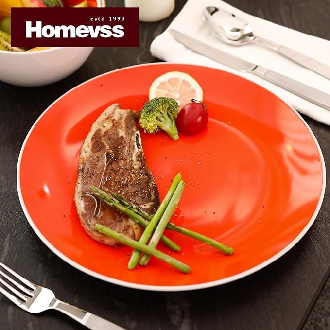 Stoneware Coupe Shape 12pc Dinnerware Set, Outside White + Inside Coral