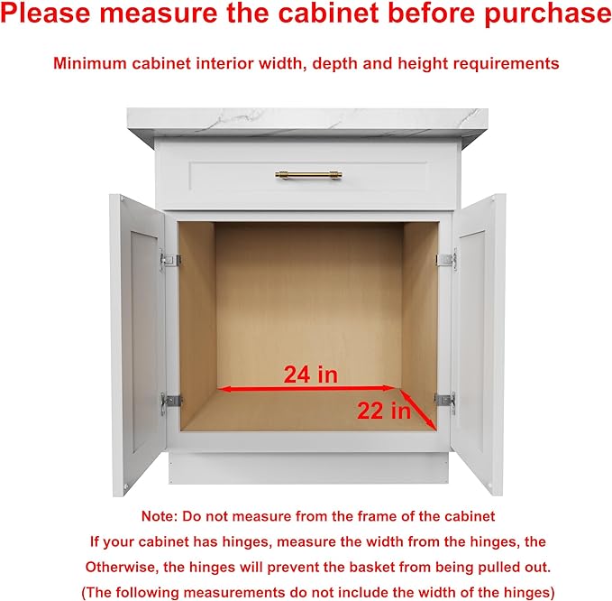 Wood Pull Out Cabinet Organizer 2 Tie 23" W x 21" D, Heavy-Duty Sliding Drawers for Inside Cabinets Storage and Organization for Kitchen, Pantry, Bathroom