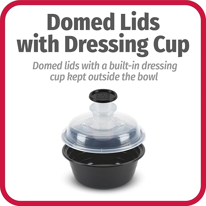 GoodCook 4-Cup Meal Prep Bowls Set with Lids and Dressing Cup, Microwavable Food Storage Containers for Meal Prepping, Set of 10, Black (Pack of 4)