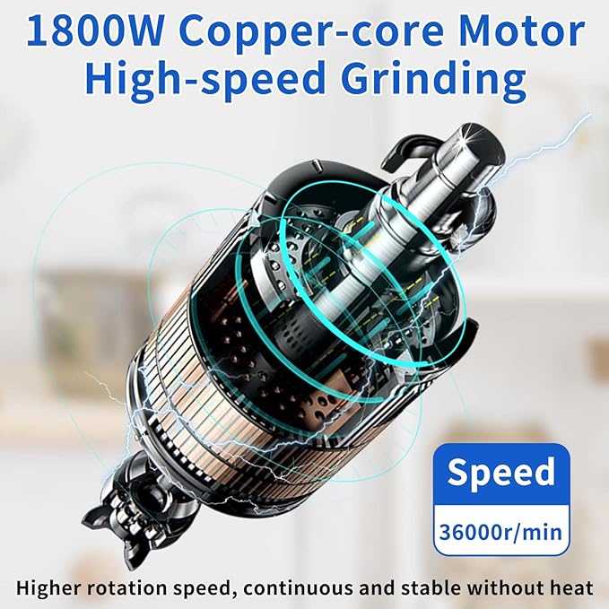 Electric Grain Mill 1800W Superfine Powder Grinder Dry Grinder Machine 36000r/min High-speed Grain Mill 270° swingable Dry Material Grinding Machine Stainless Steel Pulverizer 800g