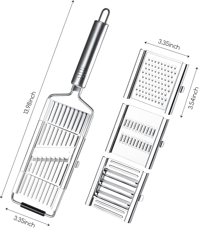 Cheese Grater Handheld: 4 in 1 Professional Stainless Steel Cheese Graters for Kitchen Grater/Peeler/Slicer - Cucumber Slicer for Cheese, Chocolate, Galic, Vegetable, Fruit, Kitchen Gadgets