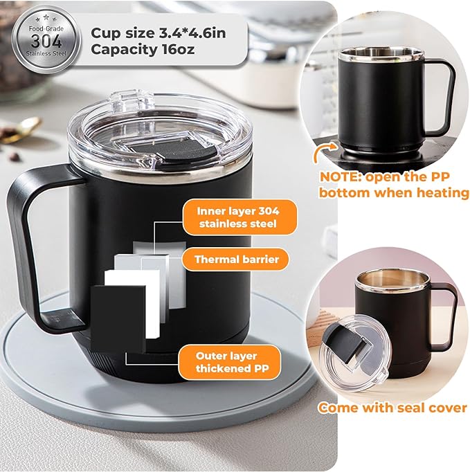 Coffee Mug Warmer & Mug Set for Desk - Candle Warmer, 9 Temp Coffee Cup Warmer Auto Shut Off, 1-12H Timer Smart Beverage Warmer, Candle Warmer Plate Candle Melter, Heated Coffee Mug, Charging Coaster