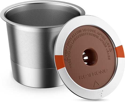 RETHONE K Cup Reusable Coffee Pods, Stainless Steel Reusable K Cups Compatible with Keurig 1.0 & 2.0 Coffee Machines Brewers Refillable K Cups (1 Pack)