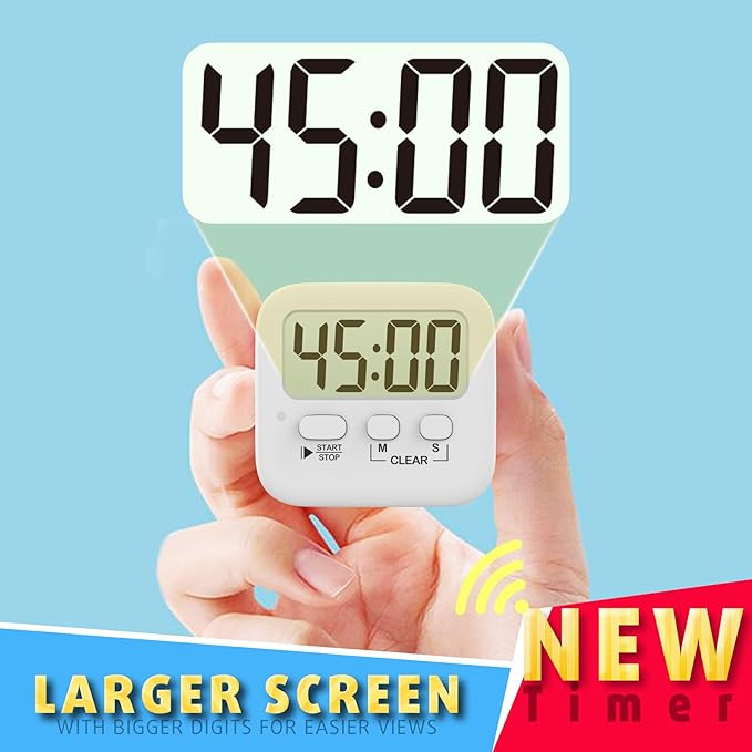 Antonki 2 Pack Digital Timer for Kids, Magnetic Countdown Kitchen Timers for Cooking, Egg, Classroom, Teacher, Exercise, Study, Oven - Battery Included