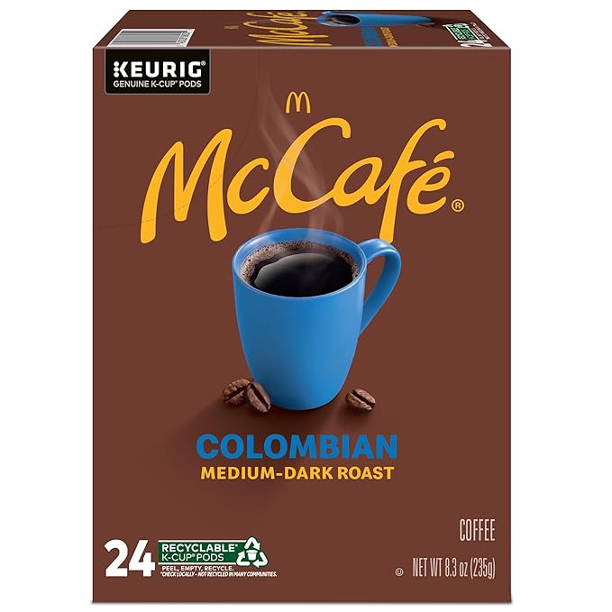 McCafe Colombian, Single Serve Coffee Keurig K-Cup Pods, Medium Roast, 96 Count (4 Packs of 24)