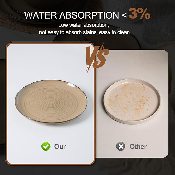 Ceramic Dinnerware 12 Pieces Dinnerware Sets Cereal Bowls Reactive Change Glaze Dish Sets, Modern Stoneware Dishe