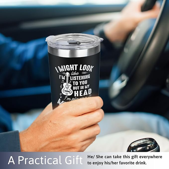 Guitar Gifts - Music Gift for Men, Musicians - Ideas for Guitar Lovers, Players, Guitarists - 20 Oz Stainless Steel Tumbler