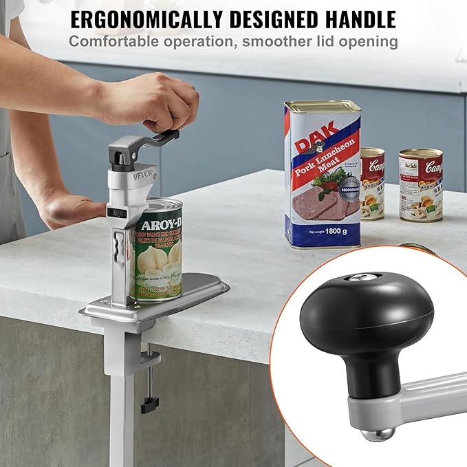 VEVOR Commercial Can Opener, Heavy-Duty Manual Tabletop Cans Opener for Cans Up to 15.75 in Height, Height-Adjustable Can Openers Fixed with Screws & Table Clamp, for Restaurant, Hotel, and Food Store