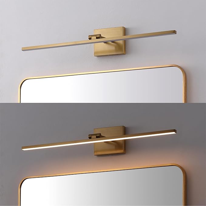 JONATHAN Y JYL7163A Santino 28" Modern Minimalist Swivel Integrated Dimmable LED Rechargeable Picture Light with Touch Sensor for Bedroom, Living Room, Kitchen, Office, Brass Gold