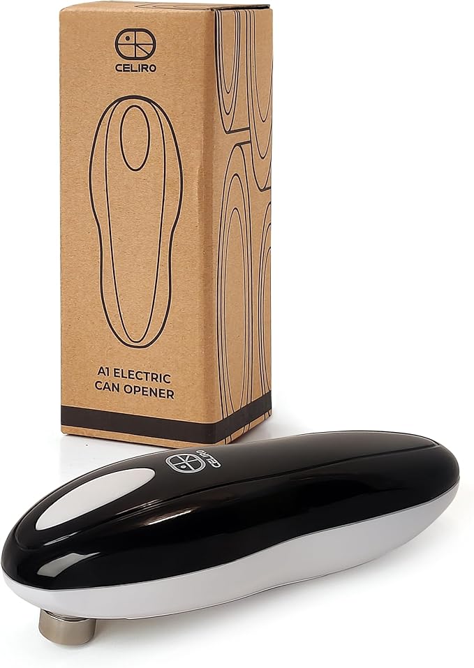 A1 Electric Can Opener – Smooth Edge Tin Opener with Easy-Touch Start & Stop, Ergonomic, Compact & Cordless Design - Black