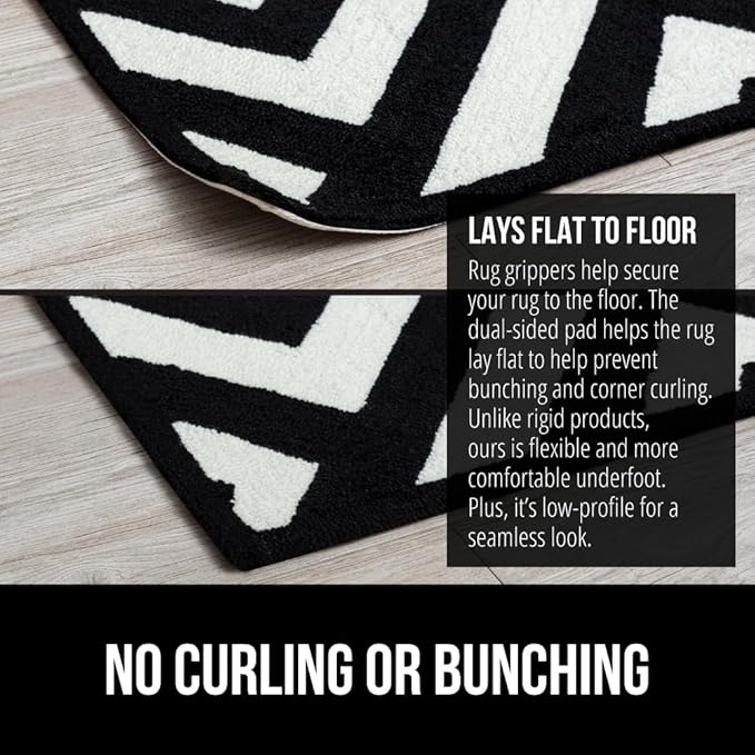 GORILLA GRIP 24 Pc Rug Gripper Pads Keep Area Rugs Corners from Curling, No Damage Reusable Double-Sided Sticky Pads, Holds Down Carpet, Stays in Place on Hardwood Floors, Grips Tile Floor, Home Décor