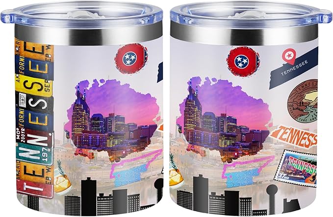 12oz Coffee Mug Tennessee State Insulated Coffee Cups, United States Map Travel Mug Landmark, Birthday Gifts Cute Mugs with Lid and Straw Gifts for Mom