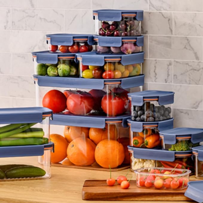 LocknLock LBF405RS12N Modular Plus Food Storage Container,24 set (12 containers & 12 Lids)- Navy