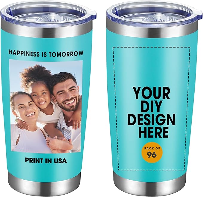 Personalized Coffee Tumbler Print in USA 20oz Stainless Steel Double Wall Insulated Coffee Cup With Text Photo Logo