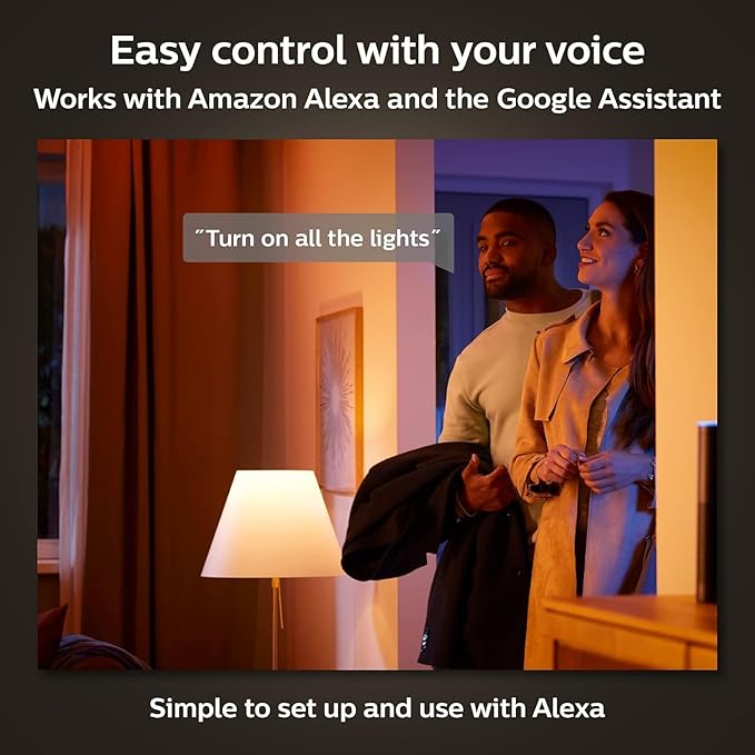 Philips Hue A19 LED Smart Light Bulb - White and Color Ambiance - 60W Indoor Light Bulb - Control with Hue App - Compatible with Alexa, Google Assistant and Apple Homekit - 3 Pack