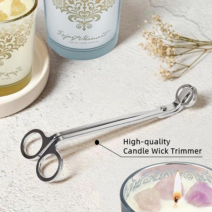 Luxury Scented Candle Gift Set – 3×7oz Crystal Glass Soy & Beeswax Aromatherapy Candles with Snuffer Lid & Wick Trimmer | Floral & Citrus Scents | Candles for Women, Home Scented & Relaxation