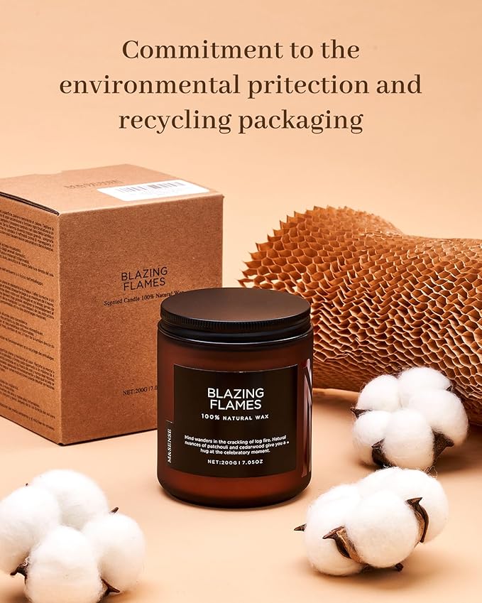 M&SENSE Cardamon & Cypress Single Cotton Wick Natural Soy Wax Autumn Fragrance Candle for Home Decor, Fall Scented Gift for Holiday 7.05oz 50 Hours Burn Clean Non Toxic Candle