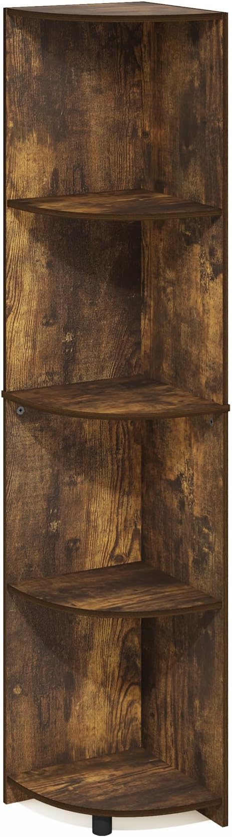 Furinno ECON Corner Shelf, 4-Tier Corner Book Shelf, Storage Shelves, Display Rack, Bookshelf, for Organization and Storage, Living Room, Home Office, Amber Pine