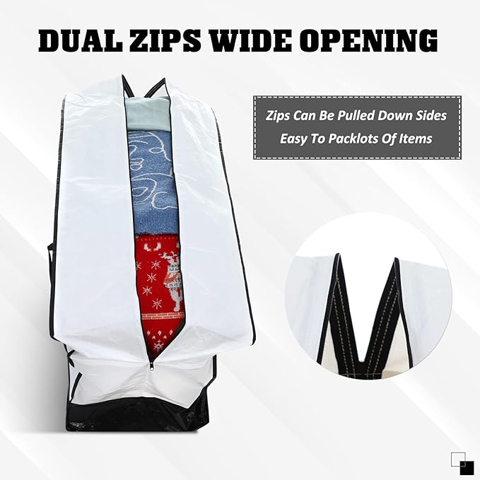 4 Pcs 66 Gallon Large Moving Bags with Zipper and Handles Foldable Storage Duffle Bags Heavy Duty Extra Large Totes for College Dorm Travel Clothes Blankets Bedding Moving (Black and White)