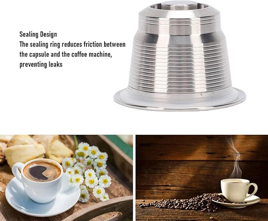VBESTLIFE Reusable Coffee Pod, 304 Stainless Steel Reusable Metal Coffee Pod Refillable Filter Cup with Brush and Spoon