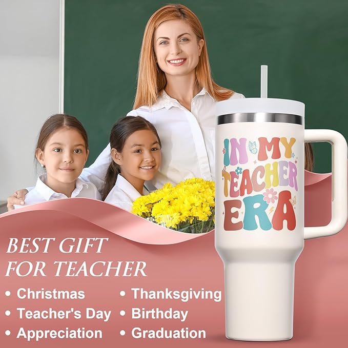 Teacher Gifts for Women, Christmas Appreciation Gift for Teachers, 40 OZ Tumbler Best Teacher Gifts from Student, Cool Teachers Club Insulated Cup Unique Graduation Thank You Retirement Birthday Gift