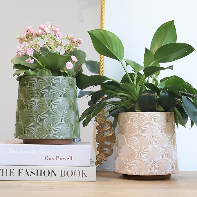 GUGUGO Pearl Black Scale Planter, Cute Unique Plant Pot with Drainage, Eclectic Colorful Small Flower Planters Pots for Indoor & Outdoor Plants, Rainbow Funny Succulent Gardening Pot Gifts