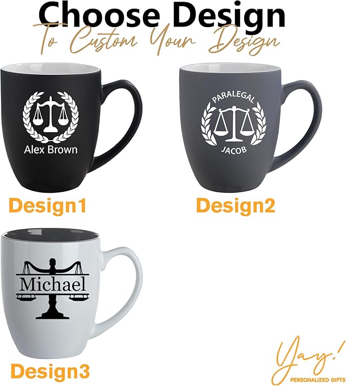 Personalized Lawyer Gifts for Men, 16oz Custom Coffee Mug, Pass the Bar Exam Gifts for Female Lawyers, Office Present for Attorney, JD, Future Lawyer, Law School Graduation Gift for Men