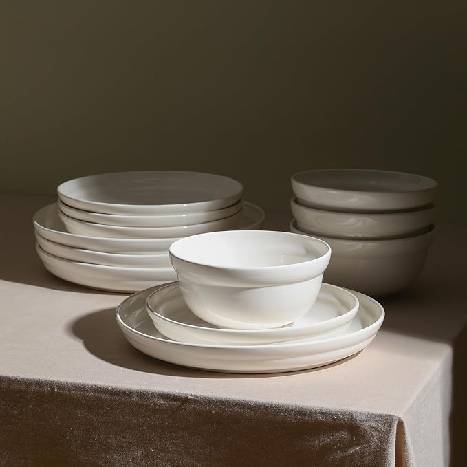 Stone Lain Virtuo 12-Piece Dinnerware Set Porcelain, White