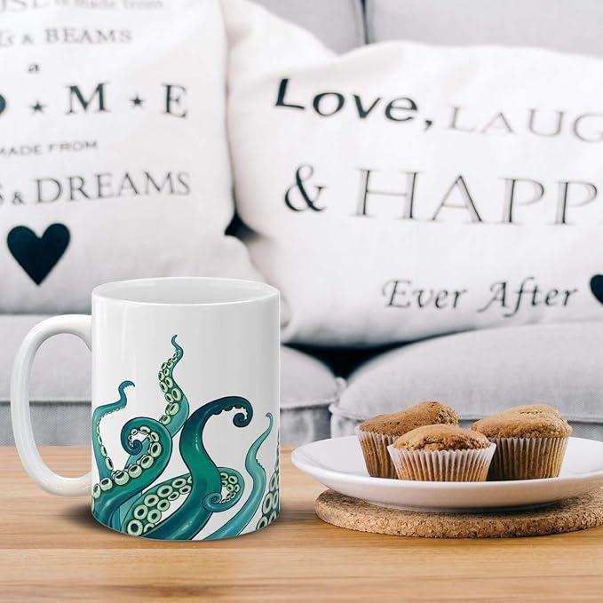MUGBREW Kraken Octopus Tentacles Sea Green Ceramic Coffee Mug Tea Cup Fun Novelty, 11 OZ
