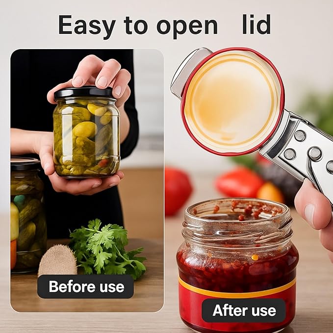 2026 New Adjustable Stainless Steel Jar Opener - Multifunctional Lid Gripper & Bottle Opener for Weak Hands, Seniors & Arthritis - Ergonomic Kitchen Tool for Stubborn Jars, Cans, Bottles (3pcs)